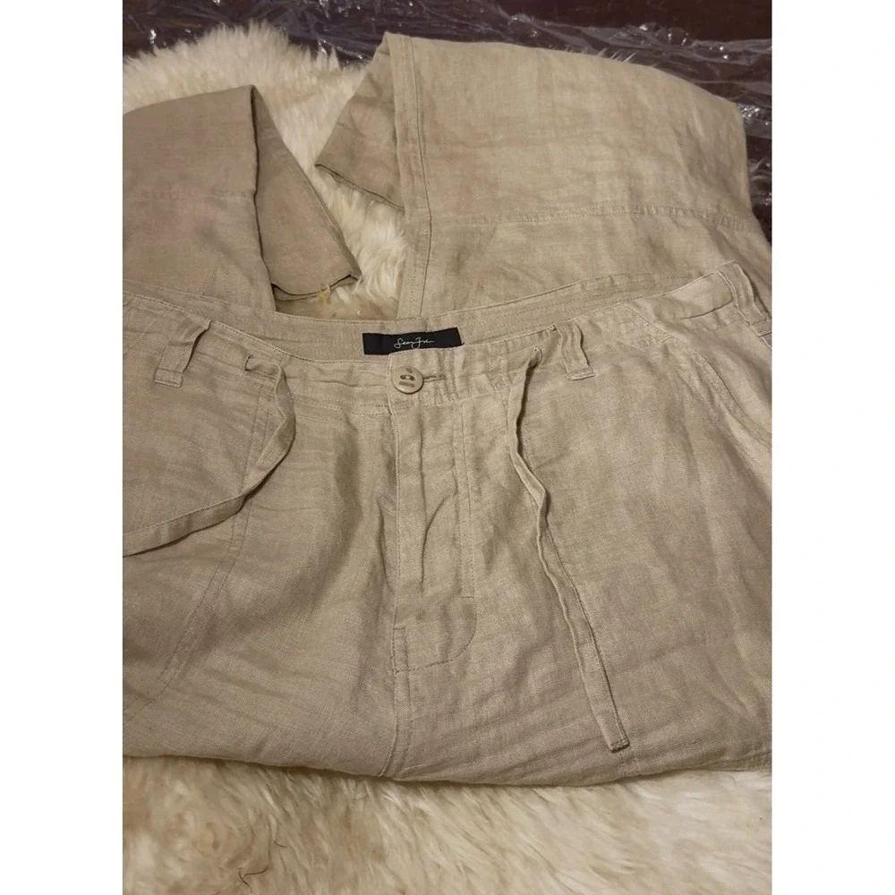 Sean John Men 38 100 % Linen Pants Beige Casual Beach Resort Classy  Rich Hipstr